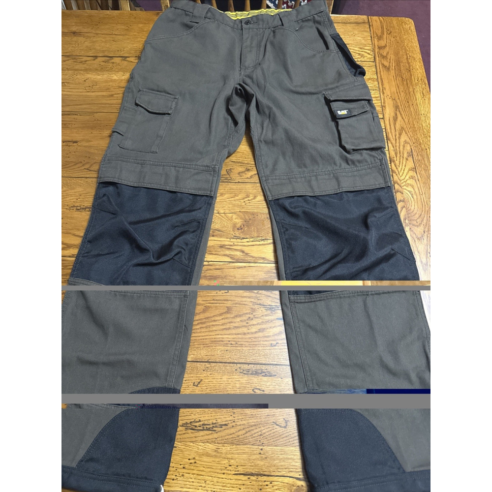 CAT Caterpillar Brown Cargo Pants Sz 34/34 .#11 Utility Pouch Pockets Carpenter